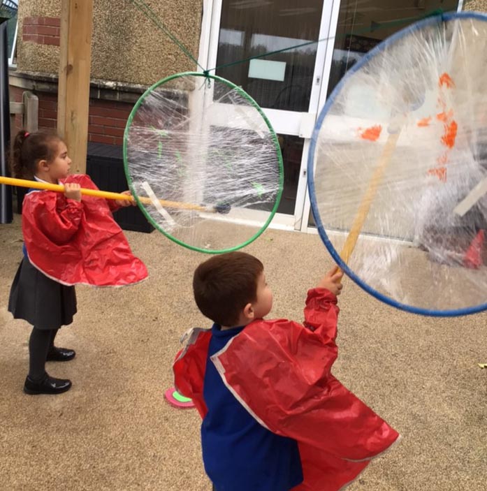 EYFS pupils learning through play at The Meadows Primary School.
